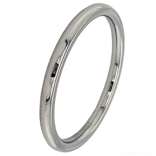 2mm Womens Court Polished Titanium Wedding Ring