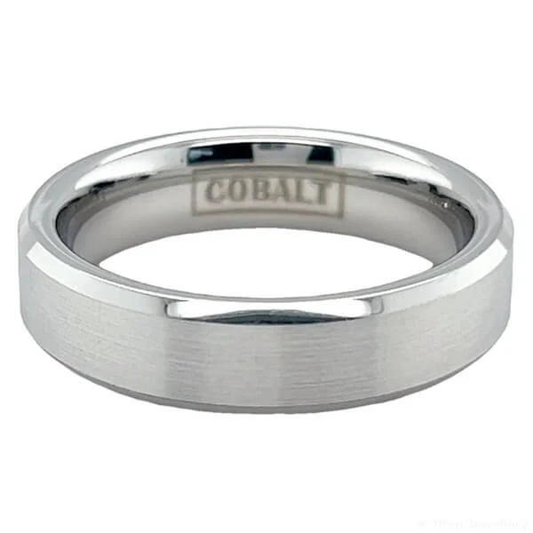 6mm Chamfered Brushed Centre Cobalt Ring, 6mm Chamfered Cobalt Ring