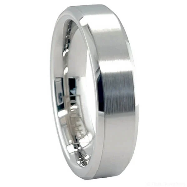 6mm Chamfered Brushed Centre Cobalt Ring, CCR38
