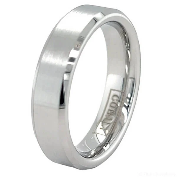 6mm Chamfered Brushed Centre Cobalt Ring (image 5)