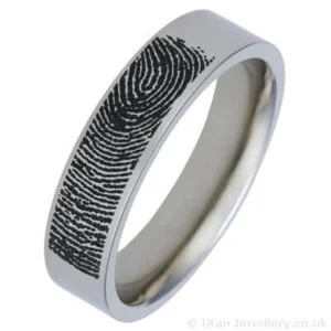 6mm Titanium Fingerprint Personalised Ring