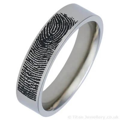 6mm Titanium Fingerprint Personalised Ring 6mm Titanium Fingerprint Personalised Ring