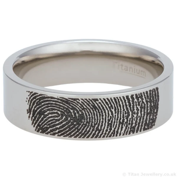 Titan Jewellery, 7mm Personalised Titanium Fingerprint Ring