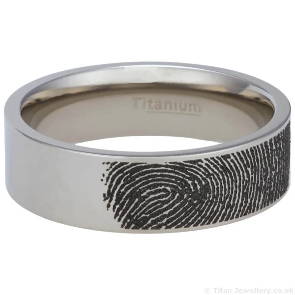 7mm Personalised Titanium Fingerprint Ring, FPT17