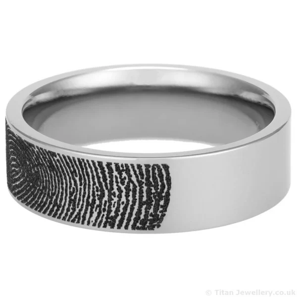7mm Personalised Titanium Fingerprint Ring (image 5)