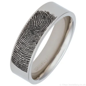 7mm Personalised Titanium Fingerprint Ring