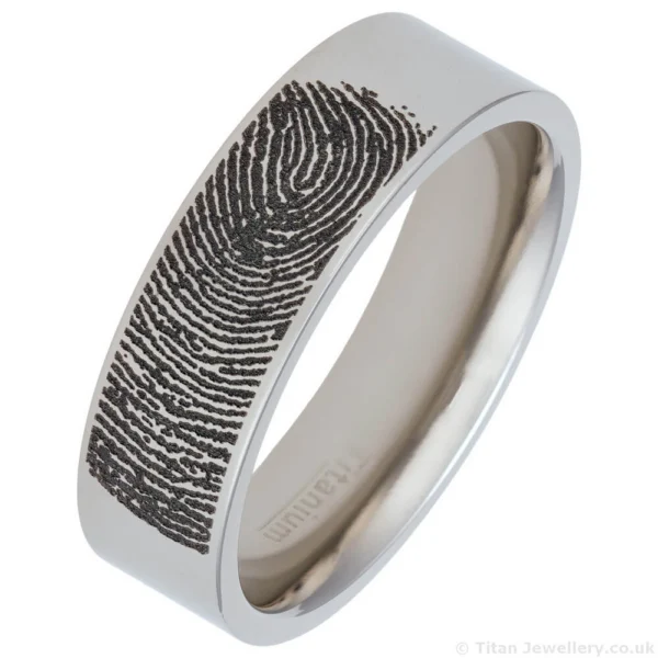 7mm Personalised Titanium Fingerprint Ring