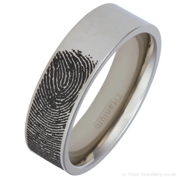 7mm Personalised Titanium Fingerprint Ring (image 6)