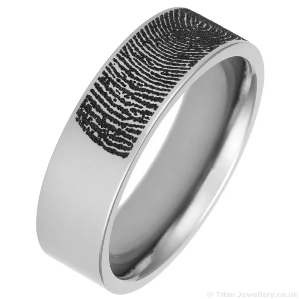 7mm Personalised Titanium Fingerprint Ring (image 7)