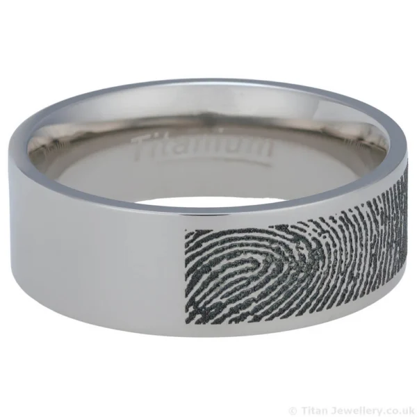 8mm Titanium Personalised Fingerprint Ring (image 6)