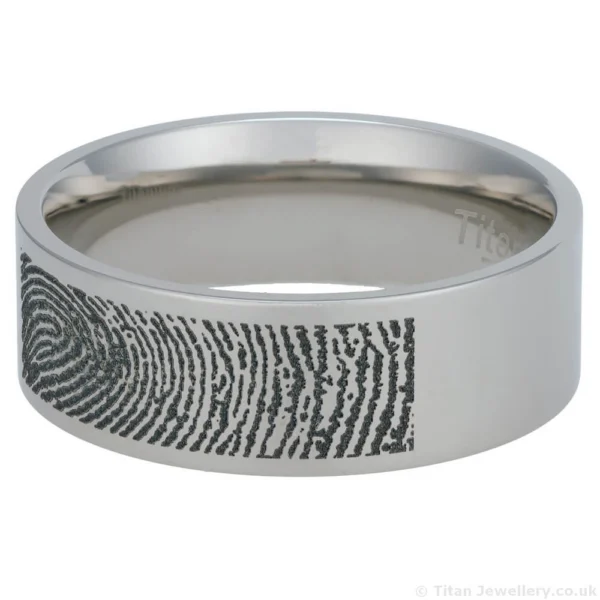 8mm Titanium Personalised Fingerprint Ring (image 9)