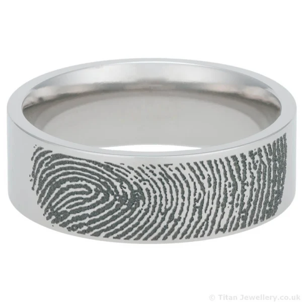 8mm Titanium Personalised Fingerprint Ring (image 5)
