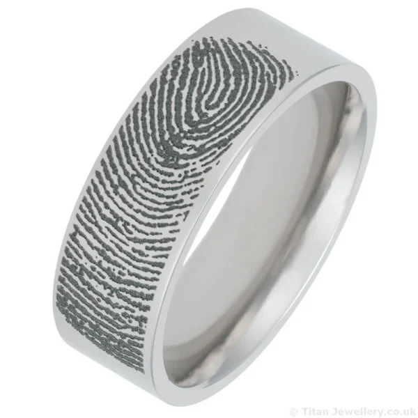 Titan Jewellery, 8mm Titanium Personalised Fingerprint Ring