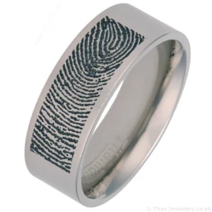 8mm Titanium Personalised Fingerprint Ring