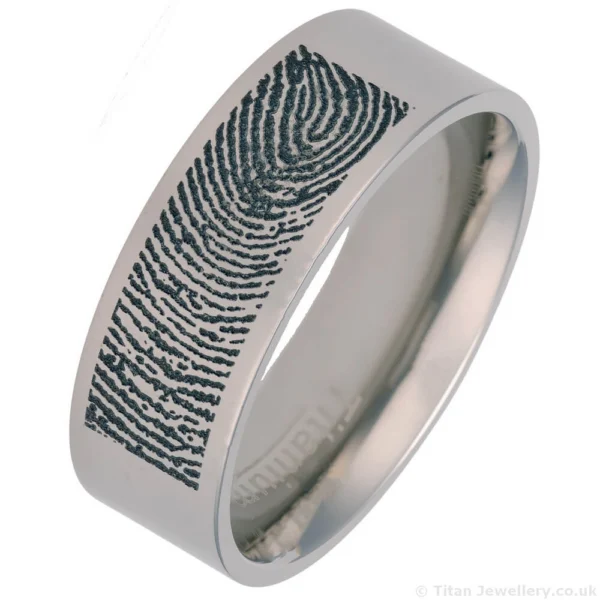 8mm Titanium Personalised Fingerprint Ring