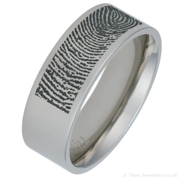 8mm Titanium Personalised Fingerprint Ring (image 7)