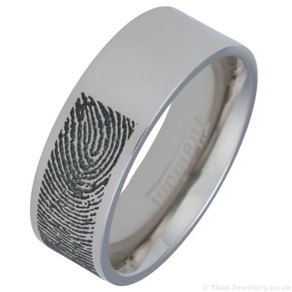 8mm Titanium Personalised Fingerprint Ring (image 8)
