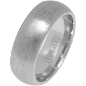 8mm Brushed Court Cobalt Ring