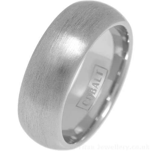 8mm Brushed Court Cobalt Ring