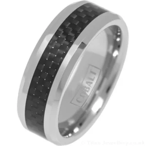 8mm Cobalt Ring with Black Carbon Fibre