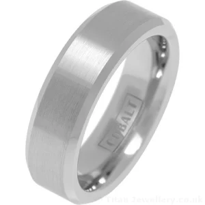 7mm Brushed Cobalt Ring with Chamfered Edges