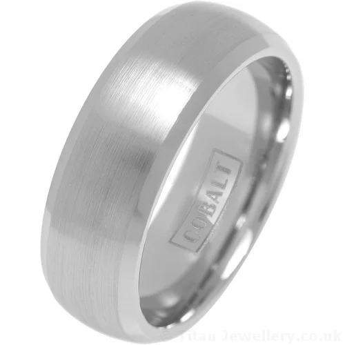 8mm Brushed Court Cobalt Ring with Polished Edges 8mm Brushed Court Cobalt Ring with Polished Edges