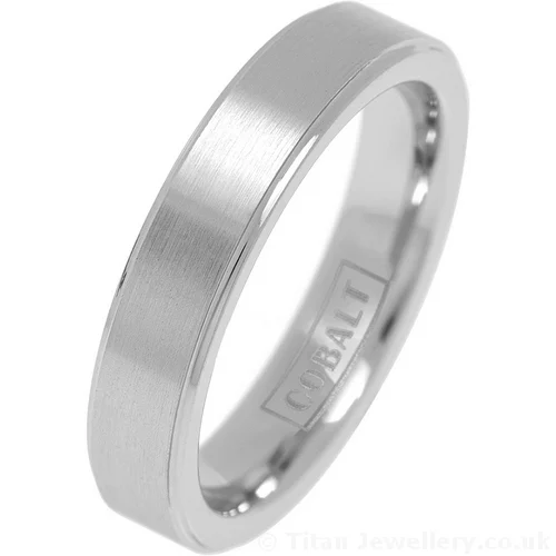 5mm Brushed Centre Cobalt Ridged Ring 5mm Brushed Centre Cobalt Ridged Ring