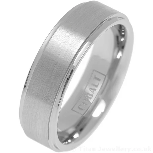7mm Brushed Centre Cobalt Ridged Ring 7mm Brushed Centre Cobalt Ridged Ring