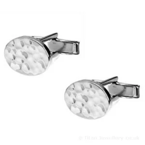 Silver Oval Hammered Cufflinks
