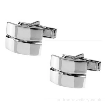Silver Rectangle Ridge Cufflinks Silver Rectangle Ridge Cufflinks