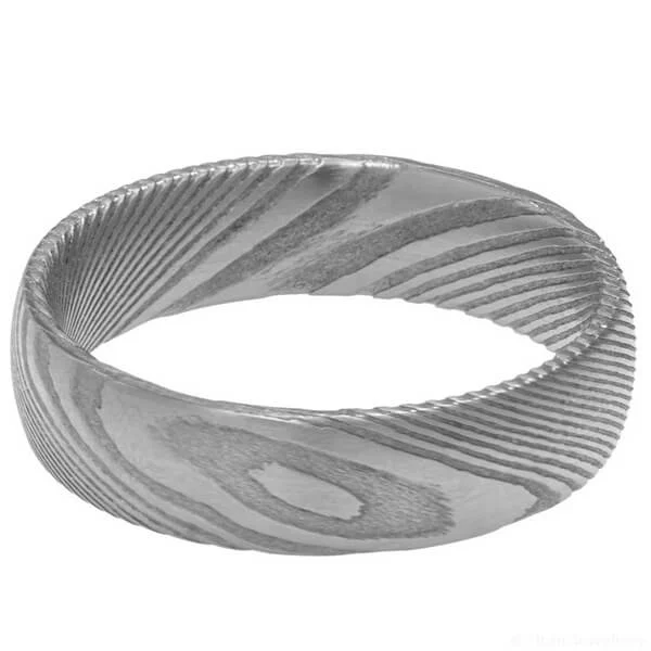 Titan Jewellery, 6mm Woodgrain Damascus Steel Ring