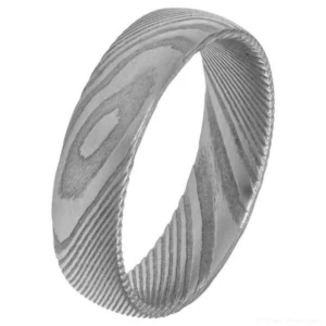 6mm Woodgrain Damascus Steel Ring