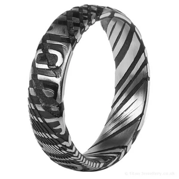 6mm Damascus Stainless Steel Tribal Ring (image 5)