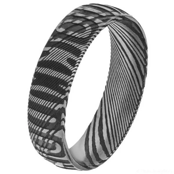 6mm Damascus Steel Ovals and Circles Ring (image 6)