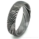6mm Damascus Steel Ovals and Circles Ring