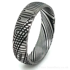 6mm Damascus Steel Ovals and Circles Ring