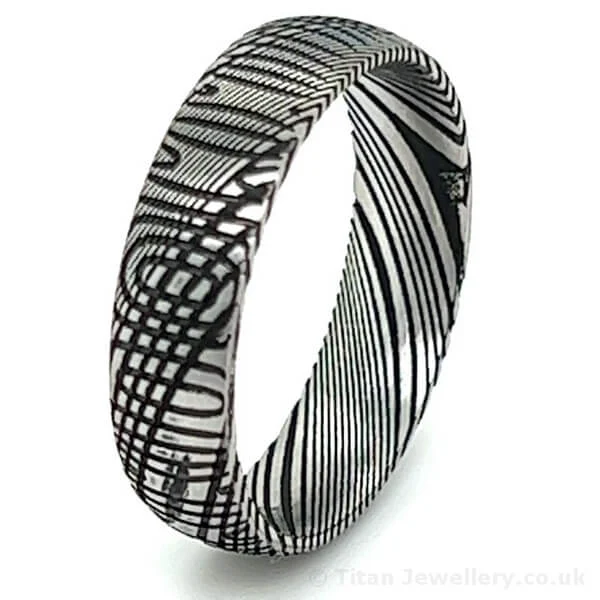 6mm Damascus Steel Ovals and Circles Ring