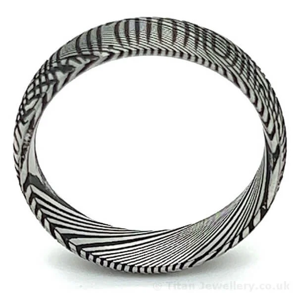 Titan Jewellery, 6mm Damascus Steel Ovals and Circles Ring