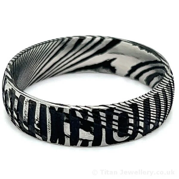 6mm Damascus Stainless Steel Tribal Ring, DS02
