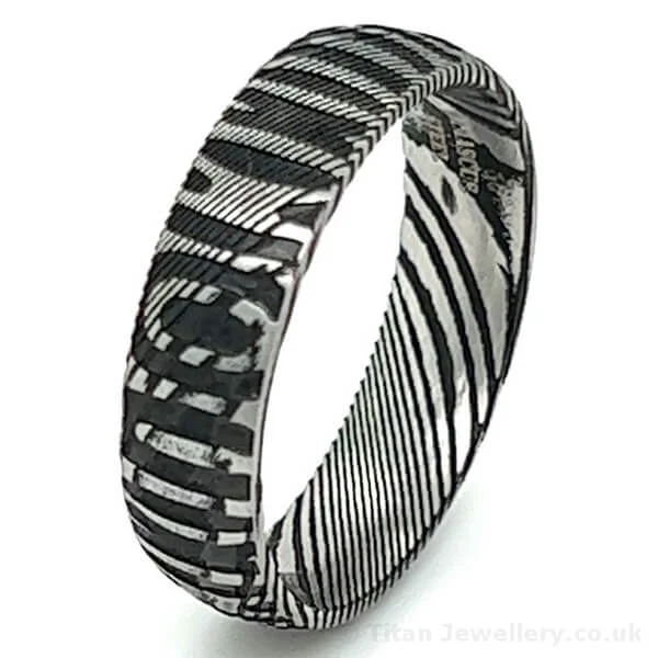 6mm Damascus Stainless Steel Tribal Ring