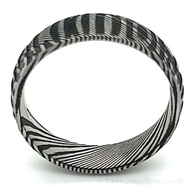 Titan Jewellery, 6mm Damascus Stainless Steel Tribal Ring
