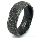 8mm Reticulated  Black Damascus Steel Ring