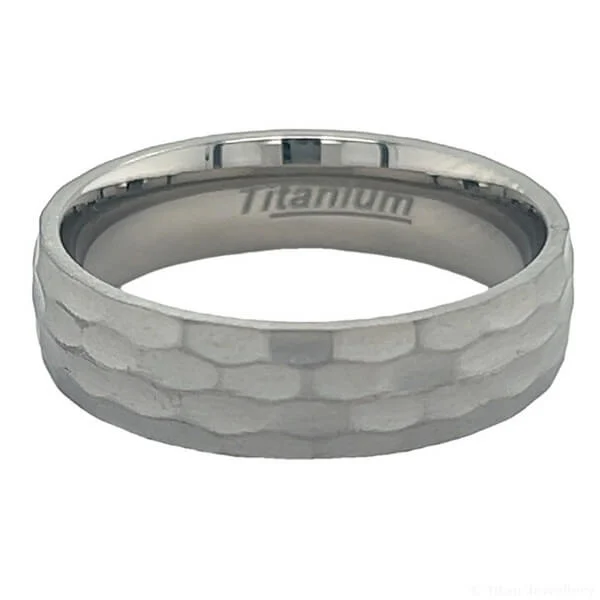 Titan Jewellery, 6mm Hammered Ripple Titanium Ring