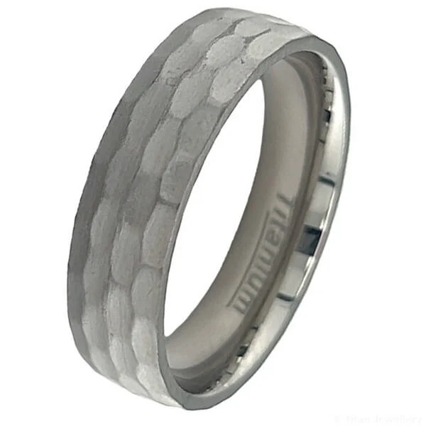 6mm Hammered Ripple Titanium Ring, TI53