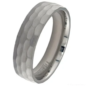 6mm Hammered Ripple Titanium Ring