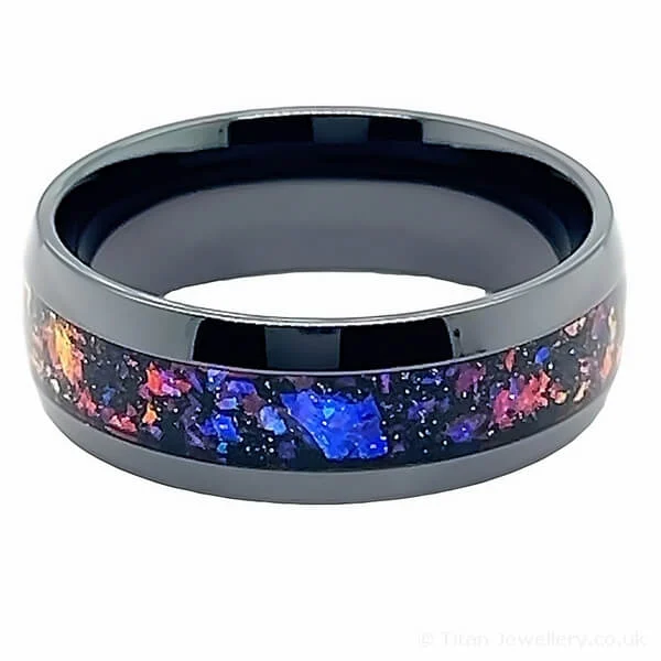8mm Black Zirconium Celestial Nebula Ring, ZIRC42