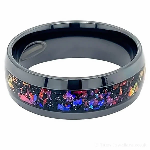 Titan Jewellery, 8mm Black Zirconium Celestial Nebula Ring