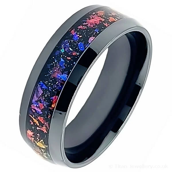 8mm Black Zirconium Celestial Nebula Ring (image 5)