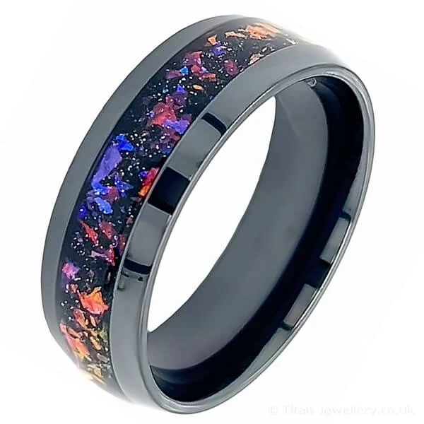 8mm Black Zirconium Celestial Nebula Ring (image 6)