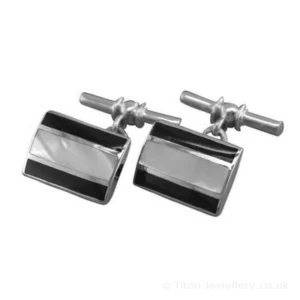 Silver Onyx and Mother of Pearl Cufflinks
